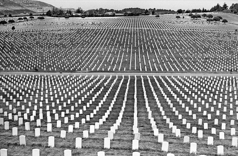 black and white graveyard