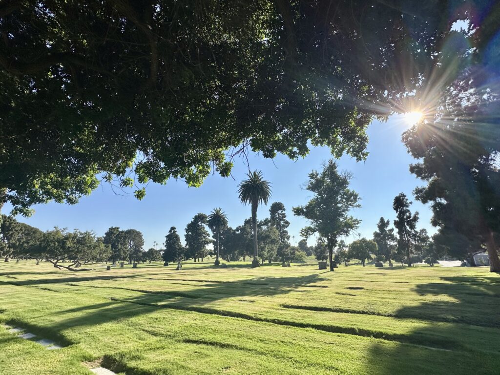 View from Del Prado Mausoleum, Inglewood Park