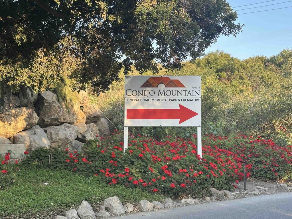 Conejo Mountain Memorial Park Camarillo Entrance Sign Bayer Cemetery Brokers