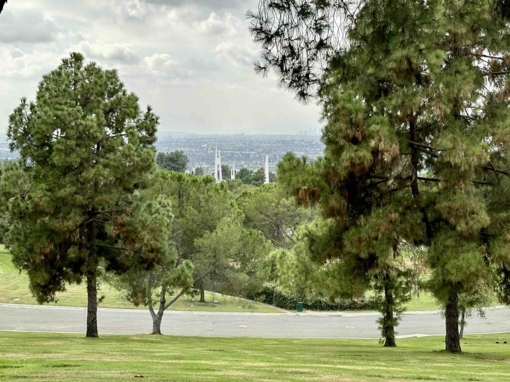 View from Garden of Commemoration Rose Hills Memorial Park Whittier-Bayer Cemetery Brokers