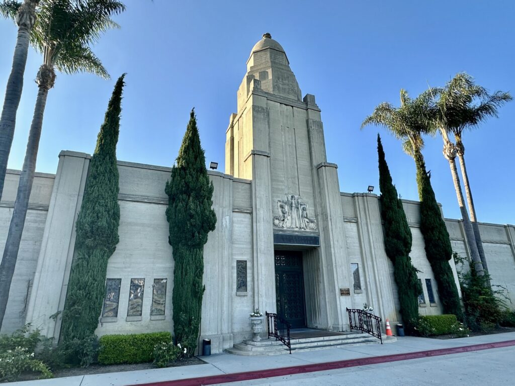 View of Golden West Mausoleum at Inglewood Park Cemetery. Provided by Bayer Cemetery Brokers.