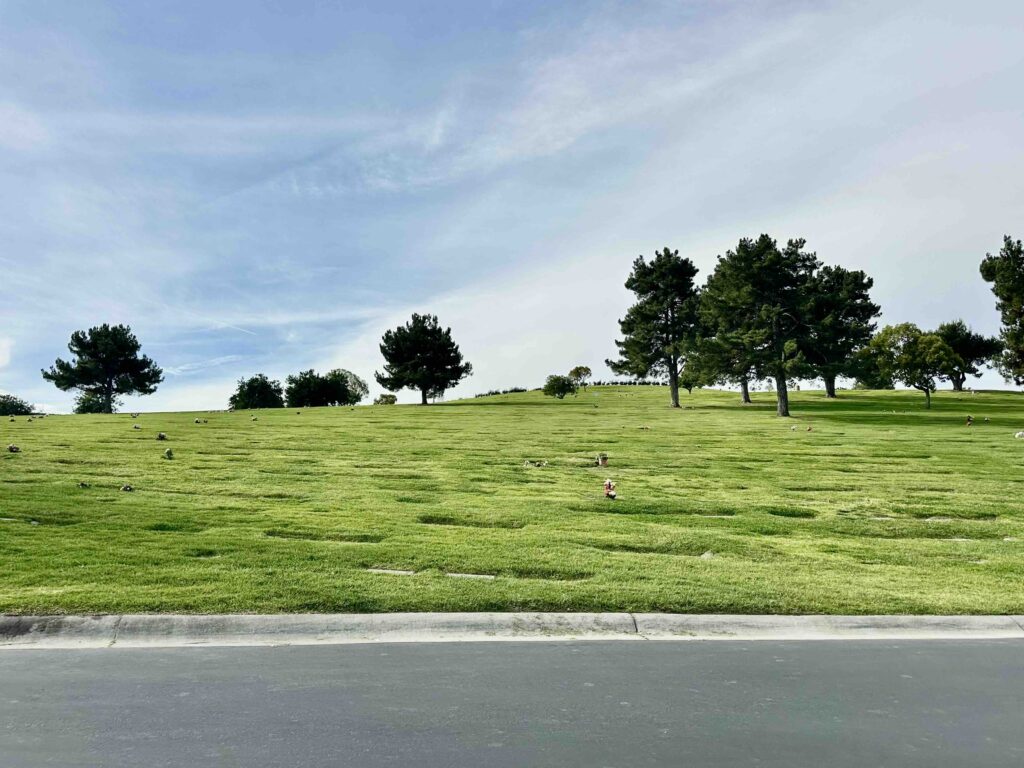 View across Inspiration lawn at Forest Lawn Memorial Park Covina - Bayer Cemetery Brokers