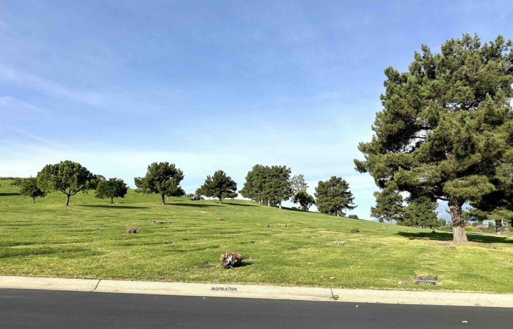View across Inspiration lawn in Forest Lawn Memorial Park Covina - Bayer Cemetery Brokers