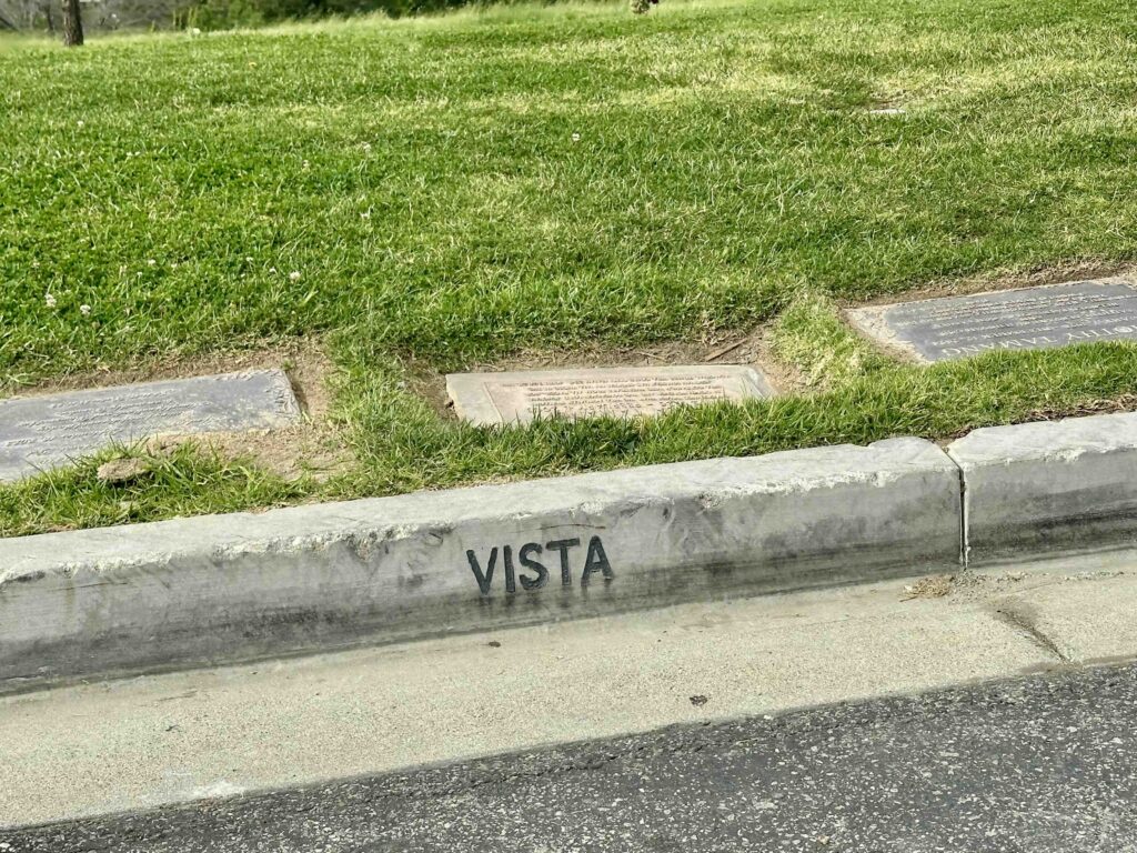 Vista lawn kerb marker at Forest Lawn Memorial Park Covina - Bayer Cemetery Brokers