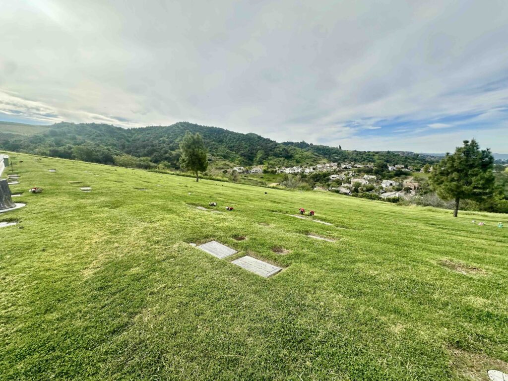 View across Vista lawn at Forest Lawn Memorial Park Covina - Bayer Cemetery Brokers