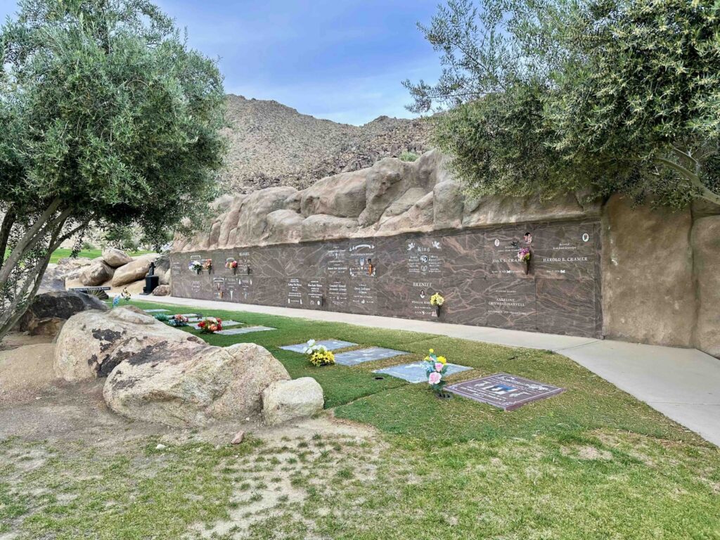 Serene view of Eternal Rocks deluxe companion Crypts at Sunset Hills Memorial Park Apple Valley - Bayer Cemetery Brokers