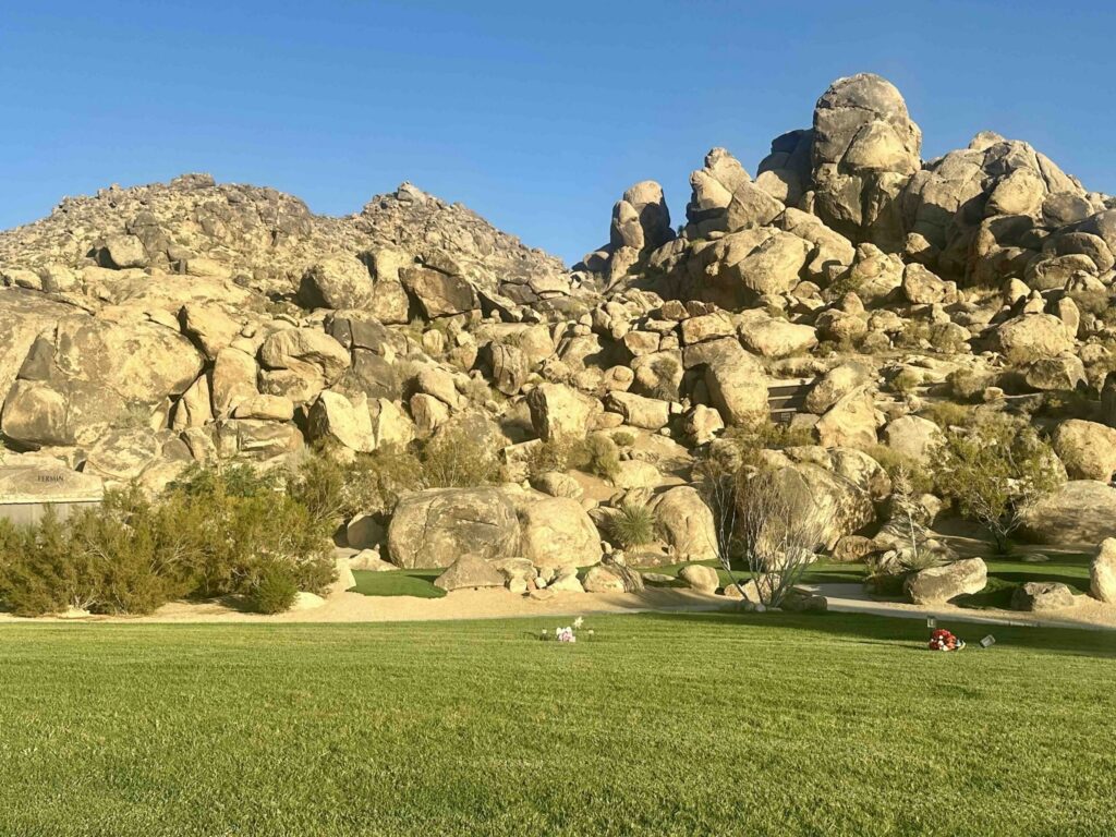 Big Horn estates and niches seen from Eternal Rocks section at Sunset Hills Memorial Park Apple Valley - Bayer Cemetery Brokers